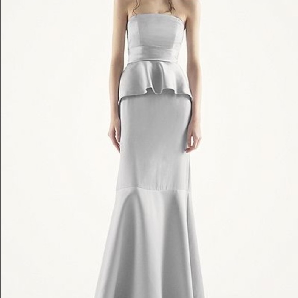 Vera Wang Peplum Gown Charcoal Bridesmaid Prom